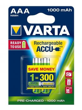 VARTA AAA Micro Accu Ready 2 Use Ni-MH 1,2V 1000mAh 2er BK